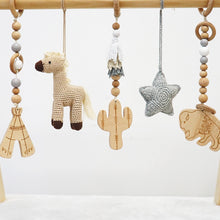 Load image into Gallery viewer, Handmade Hanging Crochet Cowboy Horse Toys Set (wooden frame not included)