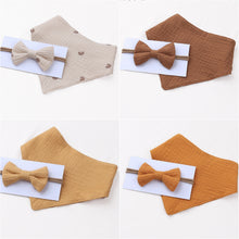 Load image into Gallery viewer, Muslin Cotton Baby Bibs and Bow Headband Set