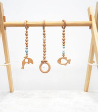 Load image into Gallery viewer, Set of 3 - Hanging Sea Animal Beech Wood Toy with Wooden Crochet Beads for Baby Play Gym, Mobile Crib, Pram
