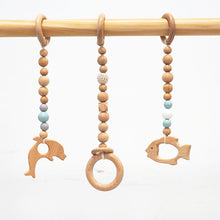 Load image into Gallery viewer, Set of 3 - Hanging Sea Animal Beech Wood Toy with Wooden Crochet Beads for Baby Play Gym, Mobile Crib, Pram