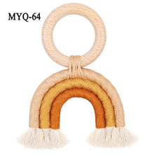 Load image into Gallery viewer, Handmade Woven Tassel Rainbow Wooden Ring Macramé Baby Teether