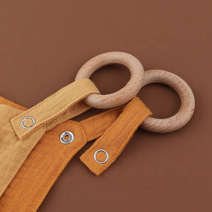 Cotton Muslin Baby Organic Burp Cloth with Wooden Teether Ring - Roman Green