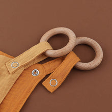Load image into Gallery viewer, Cotton Muslin Fabric Handkerchief Organic Wooden Teether Ring Baby Soft Toy - Dark Salmon