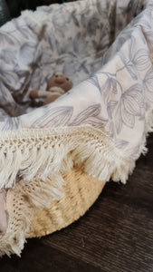 Fringe Baby Muslin Wrap Blanket - Water Lily