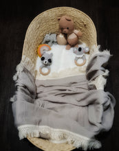 Load image into Gallery viewer, Baby Muslin Wrap Fringe Blanket - Grey
