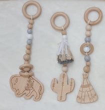 Load image into Gallery viewer, Set of 3 Hanging Wooden Beaded Toys for Play Gyms, Prams