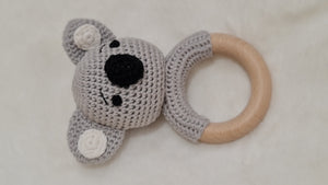 Natural & Handmade Crochet Wooden Rattle Teether - Koala