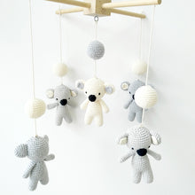 Load image into Gallery viewer, Handmade Eco-friendly Nordic Nursery Wooden Baby Mobile Crib With Hanging Crochet Koala Toys