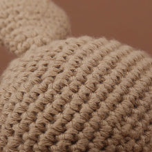 Load image into Gallery viewer, Natural &amp; Handmade Crochet Wooden Baby Rattle Teether Ring – Dark Beige Bunny