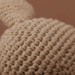 Natural & Handmade Crochet Wooden Baby Rattle Teether Ring – Dark Beige Bunny