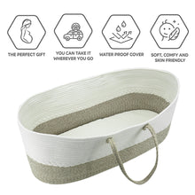 Load image into Gallery viewer, Baby Moses Basket Cotton Rope Woven Bassinet