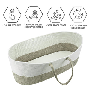 Baby Moses Basket Cotton Rope Woven Bassinet