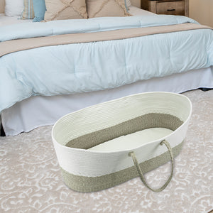 Baby Moses Basket Cotton Rope Woven Bassinet