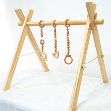 Load image into Gallery viewer, Set of 3 - Hanging Animal Beech Wood Toy with Wooden Crochet Beads for Baby Play Gym, Mobile Crib, Pram