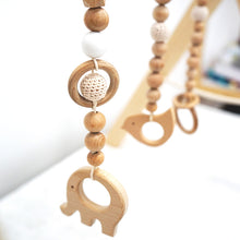 Load image into Gallery viewer, Set of 3 - Hanging Animal Beech Wood Toy with Wooden Crochet Beads for Baby Play Gym, Mobile Crib, Pram
