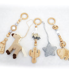 Load image into Gallery viewer, Handmade Hanging Crochet Cowboy Horse Toys Set (wooden frame not included)