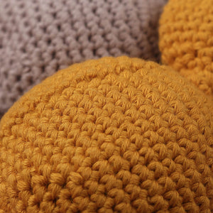 Natural & Handmade Crochet Wooden Baby Rattle Teether Ring – Mustard Bunny