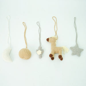 Handmade Hanging Crochet Cowboy Horse Toys Set (wooden frame not included)