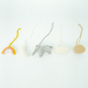 Handmade Hanging Crochet Elephant Toys Set (wooden frame not included)