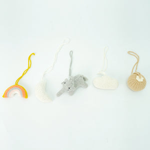Handmade Hanging Crochet Elephant Toys Set (wooden frame not included)