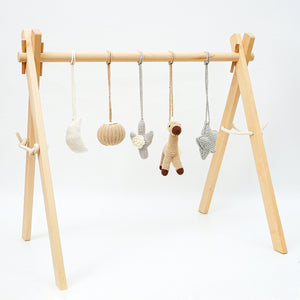 Activity Wooden Baby Play Gym Toys With Handmade Hanging Crochet Cowboy Horse