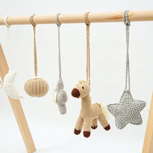 Load image into Gallery viewer, Activity Wooden Baby Play Gym Toys With Handmade Hanging Crochet Cowboy Horse
