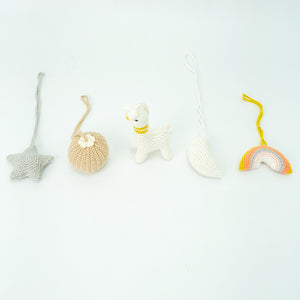 Handmade Hanging Crochet Llama Toys Set (wooden frame not included)