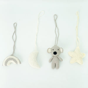 Handmade Hanging Crochet Koala Toys Set (wooden frame not included)