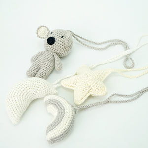 Handmade Hanging Crochet Koala Toys Set (wooden frame not included)