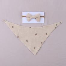 Load image into Gallery viewer, Muslin Cotton Baby Bibs and Bow Headband Set