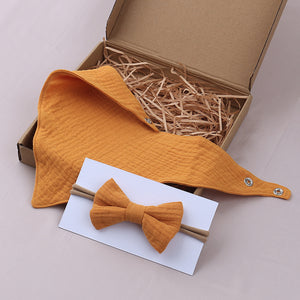 Muslin Cotton Baby Bibs and Bow Headband Set