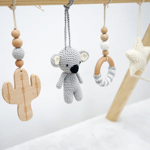 Handmade Hanging Crochet Koala Toys Set (wooden frame not included)