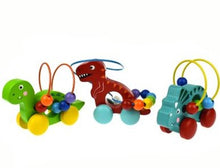 Load image into Gallery viewer, Wooden Dinosaur Bead Maze On Wheels