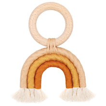 Load image into Gallery viewer, Handmade Woven Tassel Rainbow Wooden Ring Macramé Baby Teether