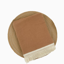 Load image into Gallery viewer, Fringe Baby Muslin Wrap Blanket - Tan